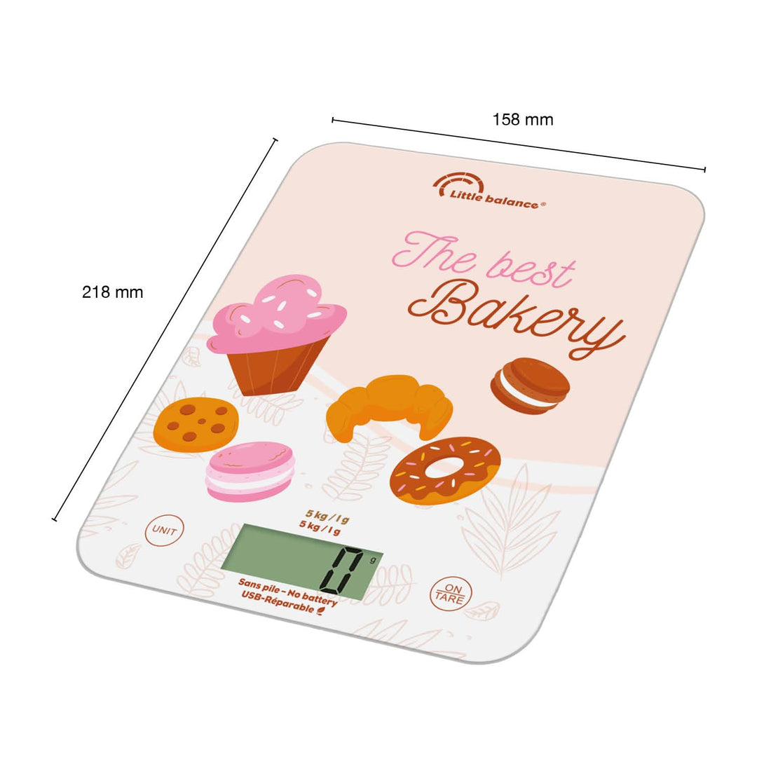LITTLE BALANCE Bakery 8717 Slim Bakery USB-R Küchenwaage ohne Batterie, wiederaufladbar, USB, repari