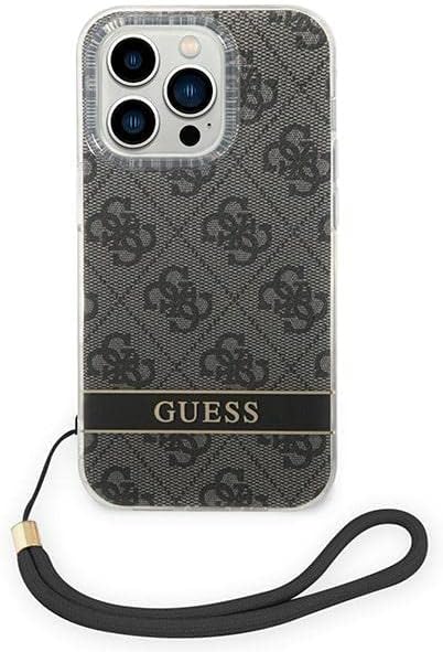 GUESS GUOHCP14XH4STK Hülle für iPhone 14 Pro Max 6,7" schwarz/Black hardcase 4G Print Strap