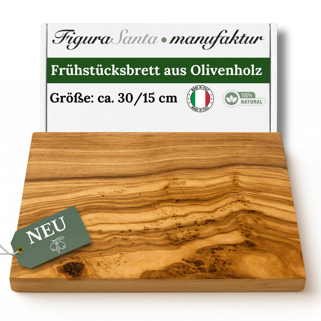 Frühstücksbrett aus Olivenholz – Handgefertigtes Schneidebrett, rustikales Holzbrett für Brot, Käse