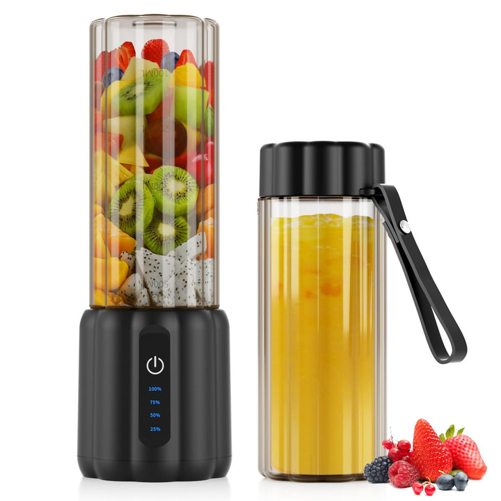 COKUNST Mini Tragbarer Mixer Smoothie Maker to go, 22000 U/min, 500 ml Becher, 6 Rostfreien Klingen