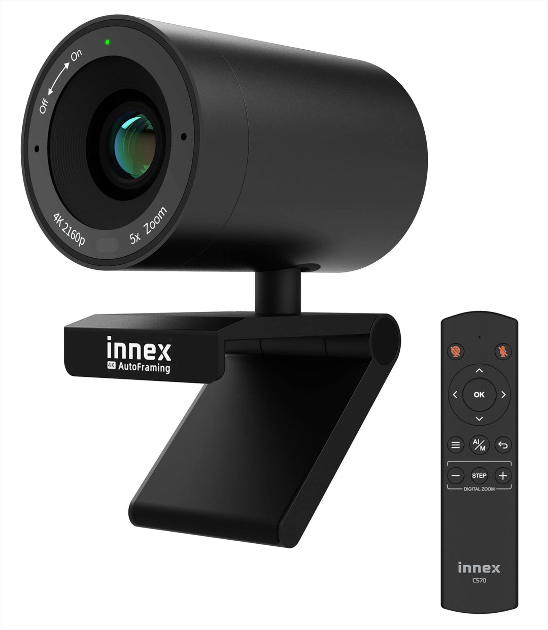 Innex C570 Webcam 4K mit 120 Grad Weitwinkel, AI-Tracking, Auto-Framing, ePTZ, mit Mikrofon, 5X Digi
