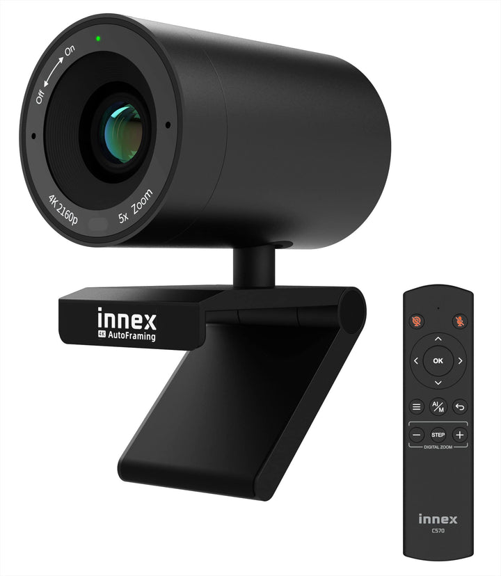Innex C570 Webcam 4K mit 120 Grad Weitwinkel, AI-Tracking, Auto-Framing, ePTZ, mit Mikrofon, 5X Digi