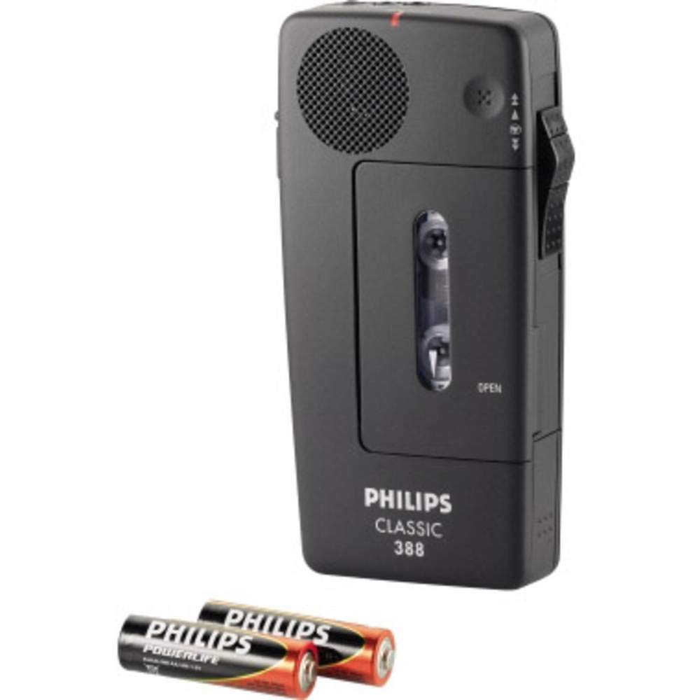 Philips LFH0388/00B Analoges Mini-Kassetten Diktiergerät 30 Mini-Kassette, 2 x AA Batterie sowie Han