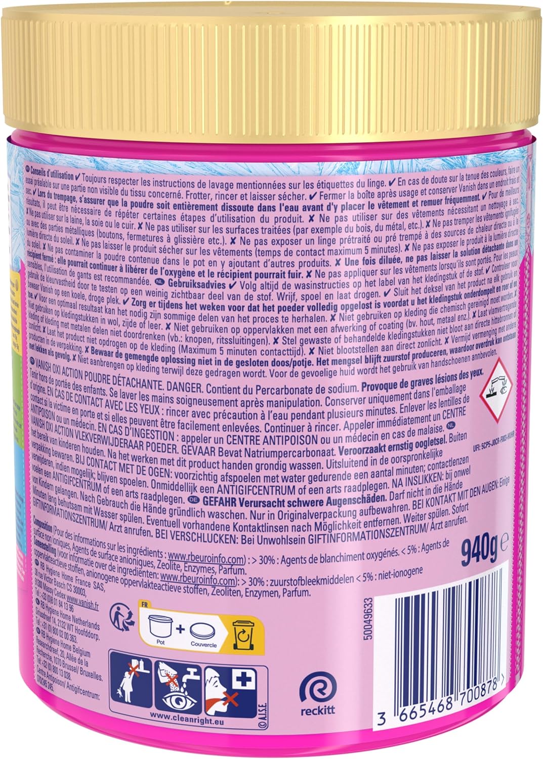 Vanish Oxi Action Wasch-Booster – Fleckenentferner für Textilien und gegen Verfärbungen – Pulver 940