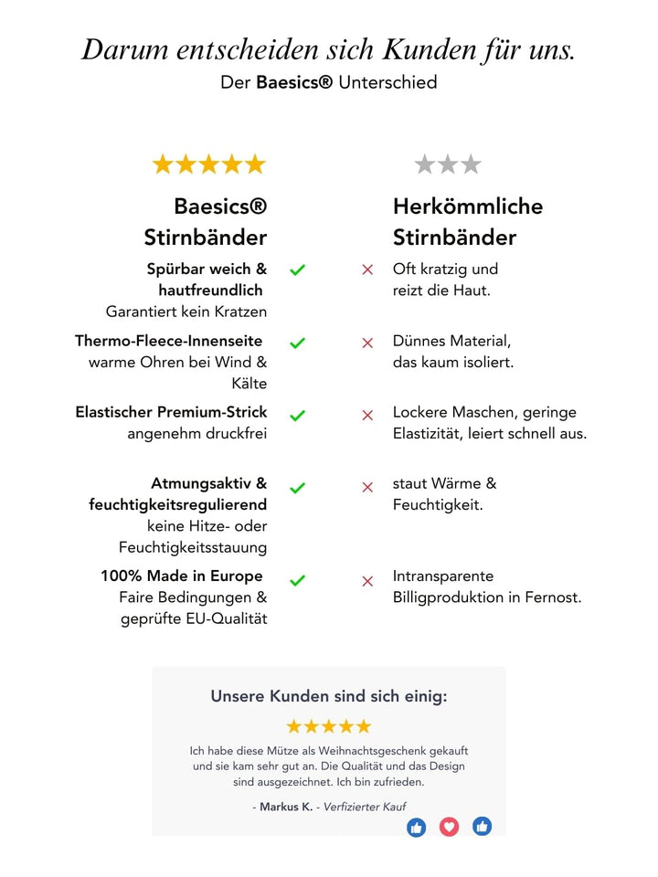 Baesics Stirnband Leo Taupe für Damen & Herren – warme & elastische Unisex Ohrenwärmer mit Fleecefut