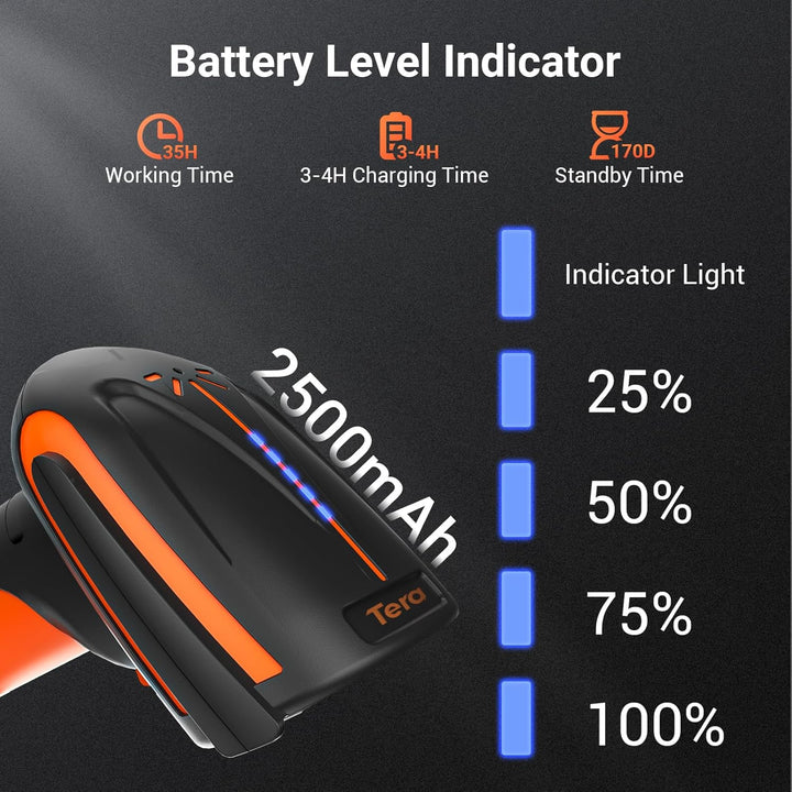 Tera Pro 3 in 1 Barcodescanner Kabellos QR 2D 1D Bluetooth Wireless 2,4G & Kabelgebunden USB-C Indus