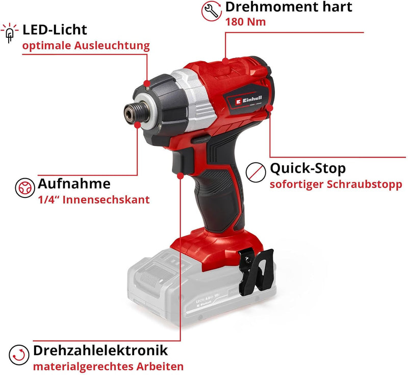 Einhell Akku Schlagschrauber TE-CI 18 Li Brushless Solo Power X-Change (Lithium Ionen, 18 V, 180 Nm,