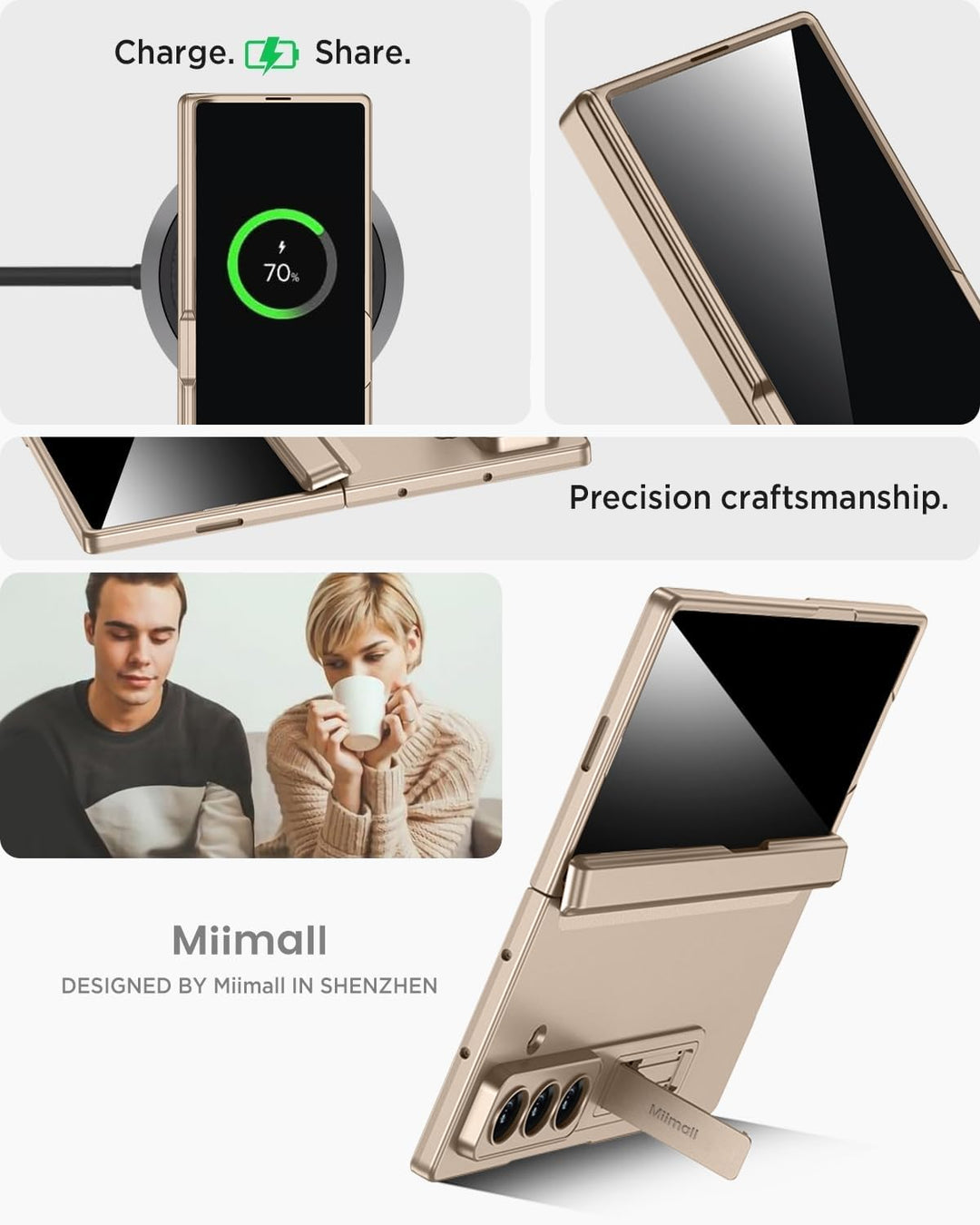 Miimall Kompatibel mit Samsung Galaxy Z Fold 7 Hülle mit Displayschutz Anti-SPY, [Magnetischer Schar