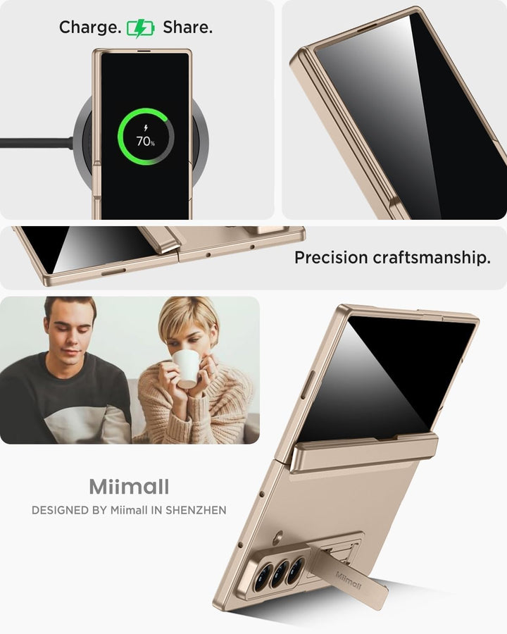 Miimall Kompatibel mit Samsung Galaxy Z Fold 7 Hülle mit Displayschutz Anti-SPY, [Magnetischer Schar