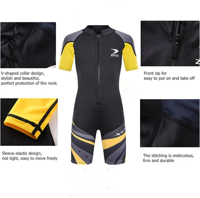 ZCCO Neoprenanzug Kinder, Kids Neoprenanzug 2.5mm Neopren Thermal Badeanzug, Neopren Front Zipper Ta