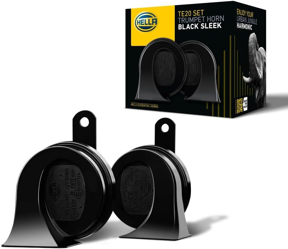 HELLA 011225831 BX Trompetenhorn-Set (universelle Passform), 12 V, Schwarz Schwarz Universal – 12 V