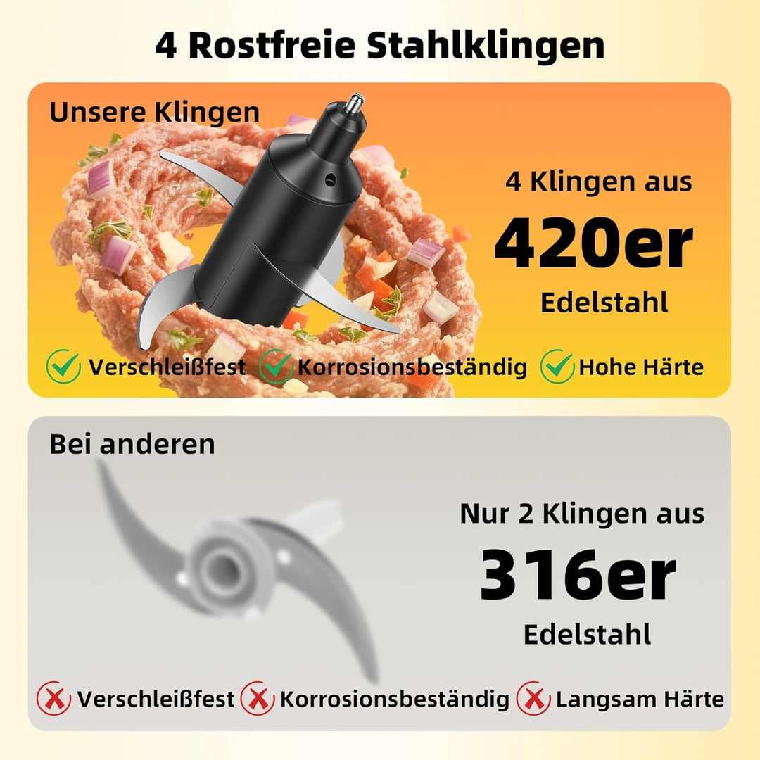 Multizerkleinerer Elektrisch | 400W Zerkleinerer küche Elektrisch mit 2 Geschwindigkeiten | 4 Bi-Lev
