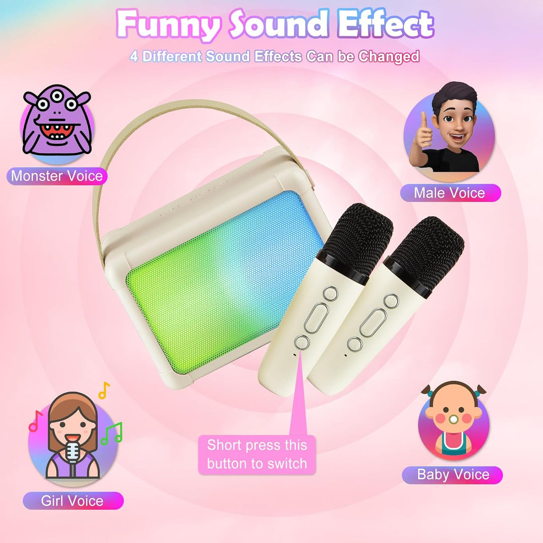 Giecy Karaoke-Maschine mit 2 mikrofonen, Mini Bluetooth Karaoke Anlage mit mikrofon Kinder, PA-Syste