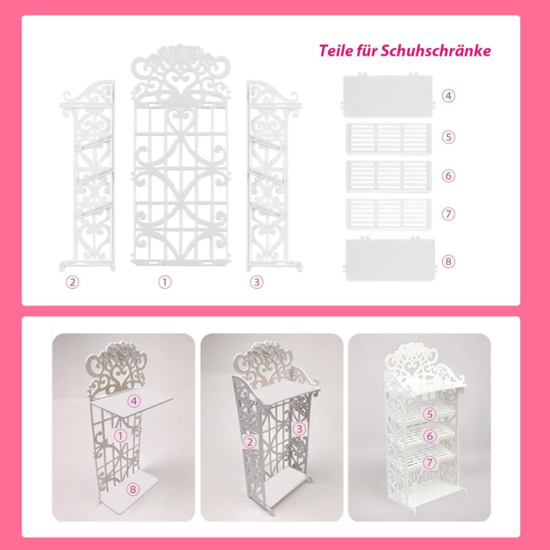 Toclsixz Puppen kleiderschrank für 30cm Puppe Zubehör und Kleidung inklusive Kleiderschrank, Schuhre