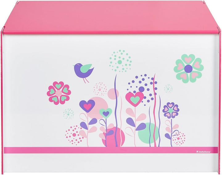 Blumen und Vögel - Spielzeugkiste für Kinder – Aufbewahrungsbox für das Kinderzimmer, 39.5x39.5x60.0