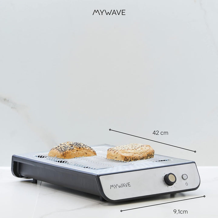 My Wave - Flachtoaster - Für Brot und Backwaren - Flachbett Toaster mit 900W Leistung - Einstellbare