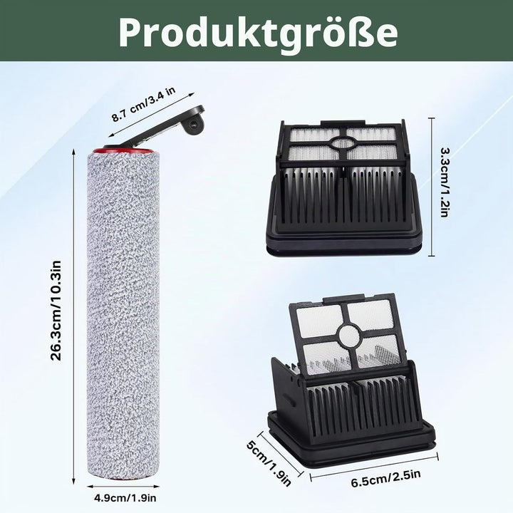 Zubehör für Dreame H12 Pro Ultra/H13 Pro Nass- und Trockensauger Ersatzteile, 2 Bürstenrolle + 4 Fil