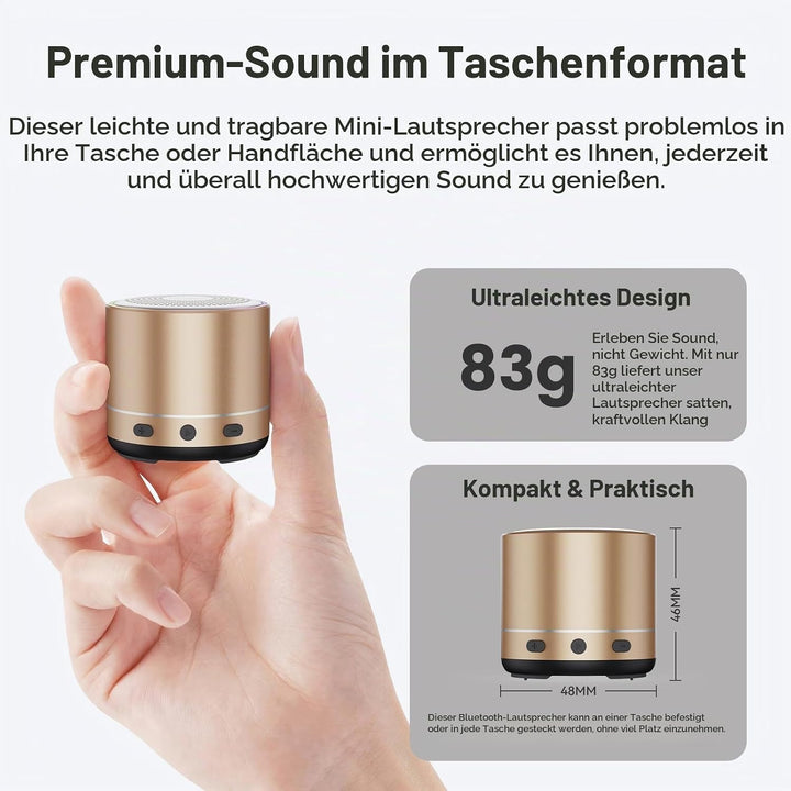 Mini Bluetooth Lautsprecher (83g), Musikbox Bluetooth 5.4 mit RGB Lichter, HD-Sound &amp; Starke Bass, T