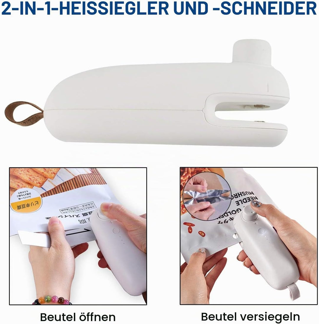 WELUV Mini Folienschweissgerät mit Cutter USB Tüten Verschweisser Hohe Sicherheit Bag Sealer Aufladu