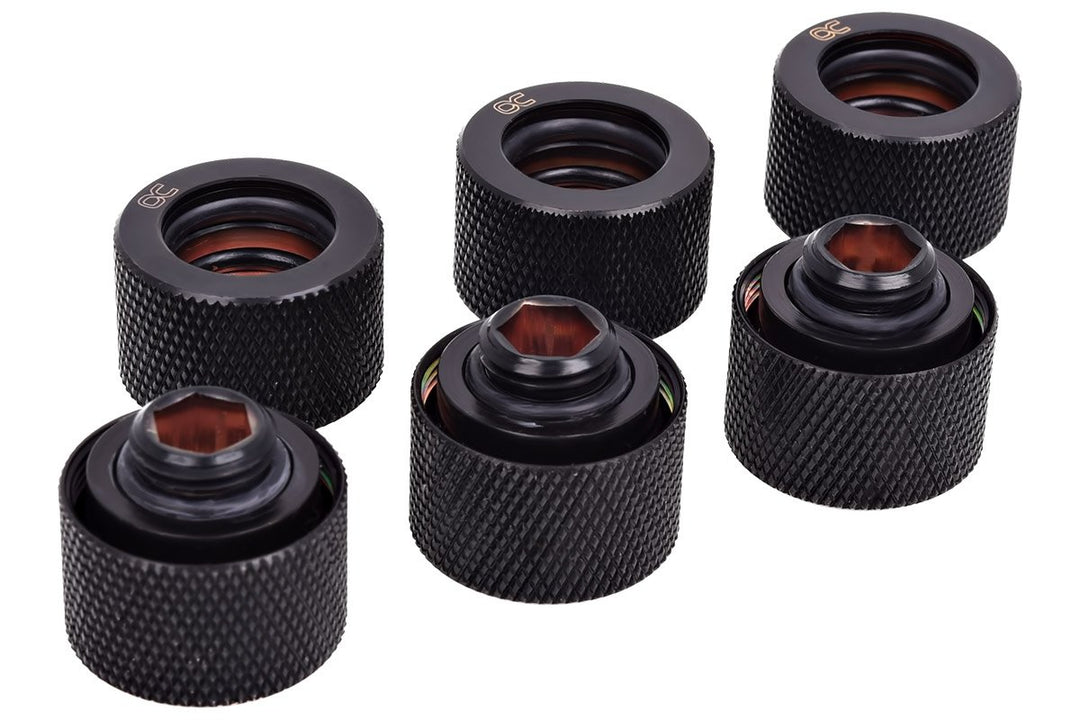 Alphacool 17385 HT 16mm HardTube Anschraubtülle G1/4 für Plexi- Messingrohre - Gerändelt - Dunkelsch