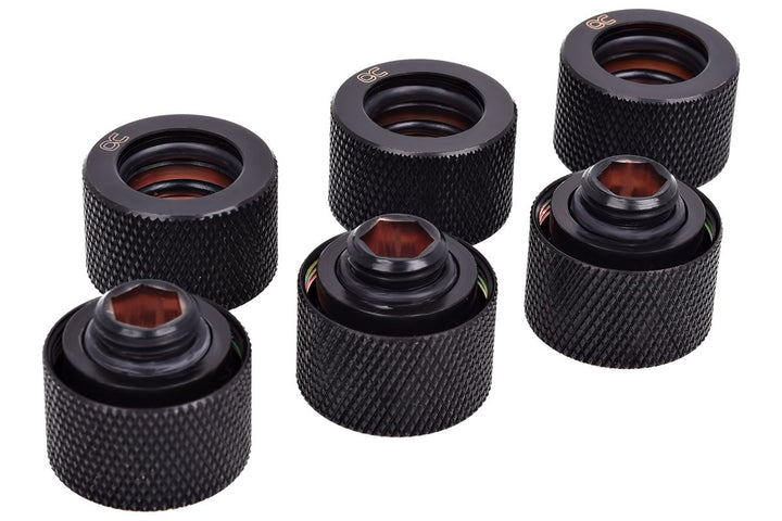 Alphacool 17385 HT 16mm HardTube Anschraubtülle G1/4 für Plexi- Messingrohre - Gerändelt - Dunkelsch