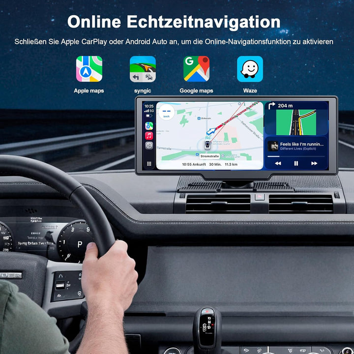 Carplay Display für Apple Car Play Android Auto 10,26 Zoll Tragbares Wireless CarPlay mit 1080P Rück