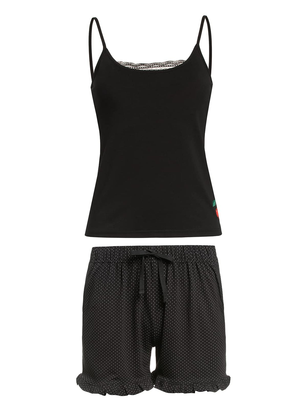 Pussy Deluxe Dotties Damen Pyjama schwarz Allover XS, XS