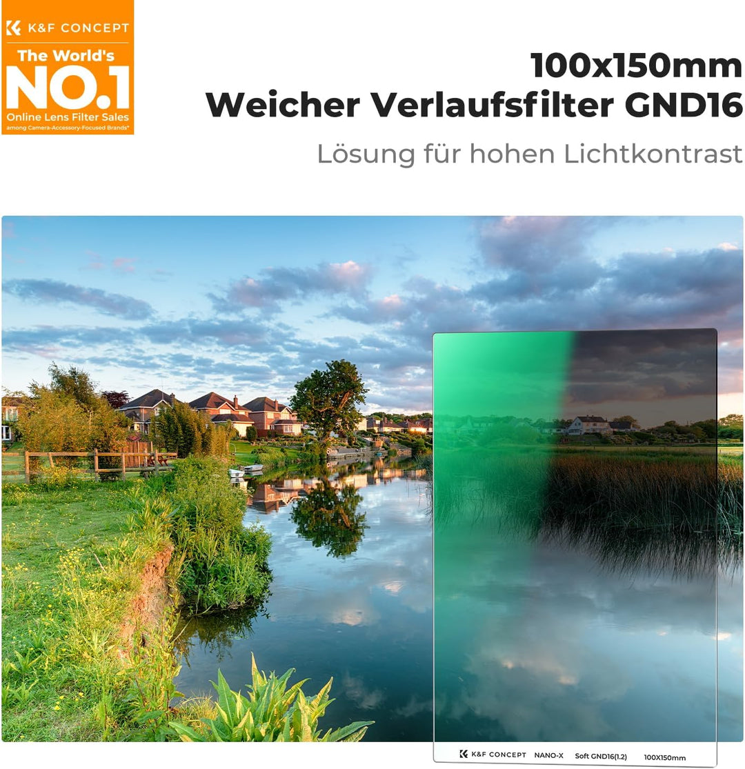 K&F Concept Nano-X Verlaufsfilter Soft GND16 1,2(4-Blenden) Rechteckfilter 100x150mm aus Optisches G