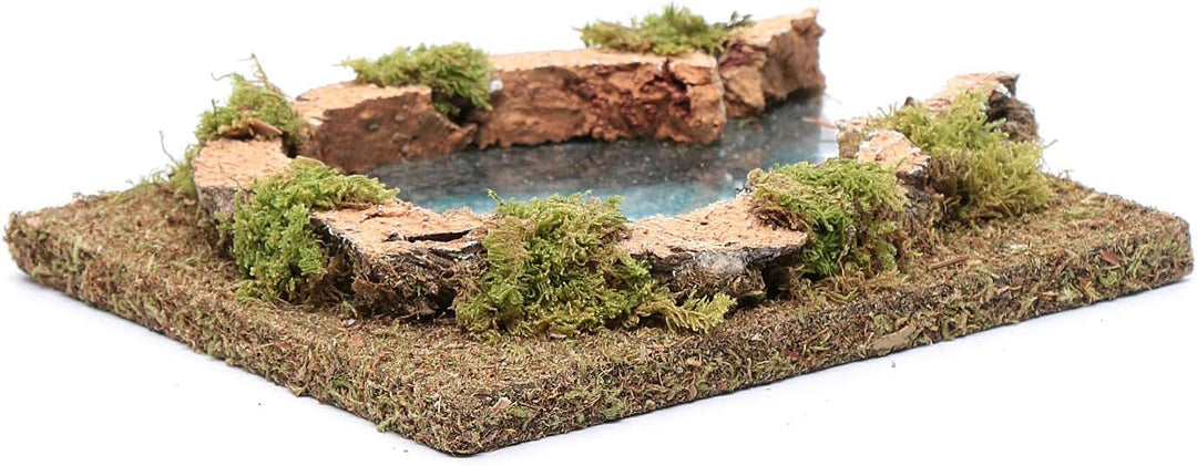 Holyart Brücken, Bachläufe und Wasserfälle für Krippen: Teich mit Flüsseinmündung, 15x15 cm