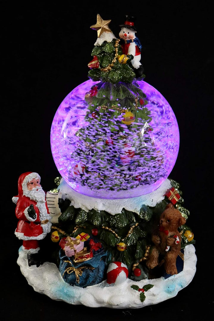 Schneekugel/Spieluhr mit Tannenbaum, mit Schneeantrieb, Musik & Licht Ø 85mm, H.: 18,5cm Weihnachten