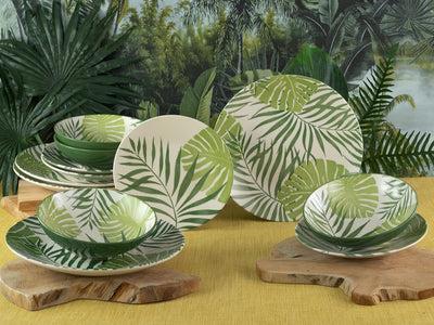 CreaTable, 25860, Serie TROPICANA grün, Geschirrset, Teller Set 12 teilig Teller Set 12 teilig Grün,