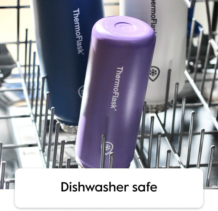 ThermoFlask Doppelwandige, vakuumisolierte Edelstahl-Wasserflaschen, 680 ml, Maya-Blau/Schwarz, 2 St