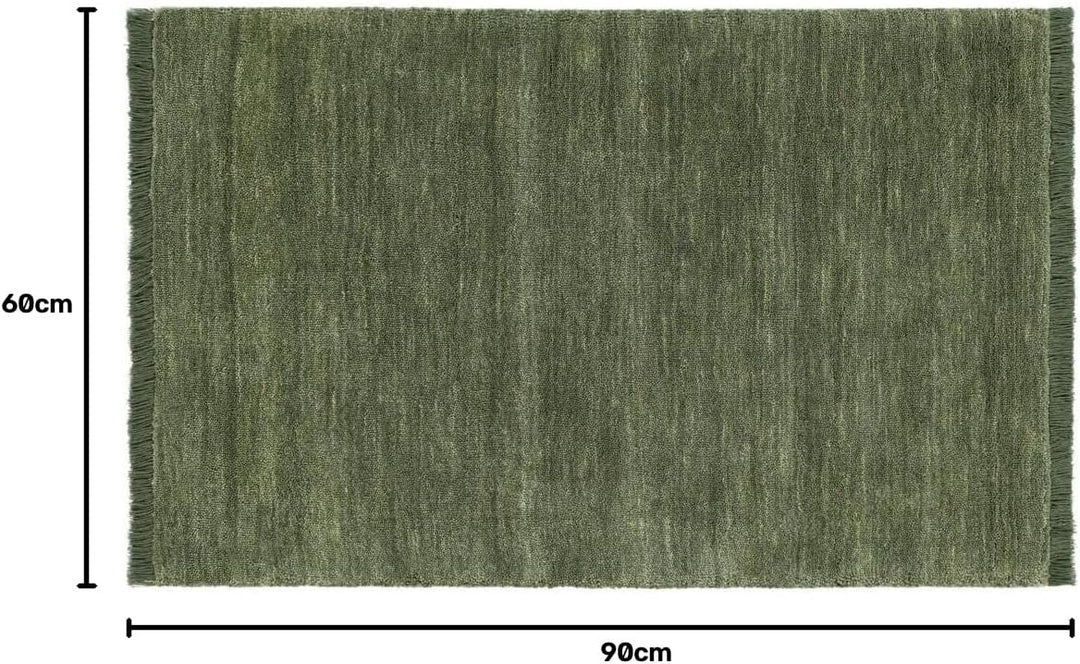RugVista Handloom Fringes, Fussmatte, Shaggy/Handloom, 60 x 90 cm, Rechteckig, Niedriger Stapel, Die