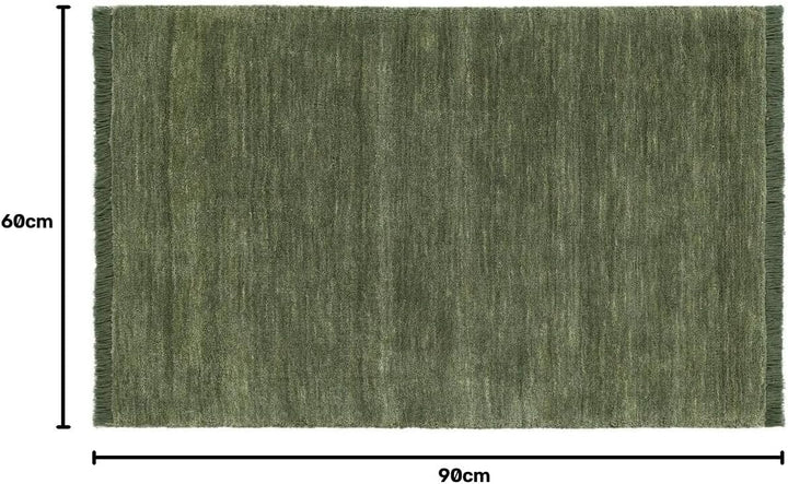 RugVista Handloom Fringes, Fussmatte, Shaggy/Handloom, 60 x 90 cm, Rechteckig, Niedriger Stapel, Die
