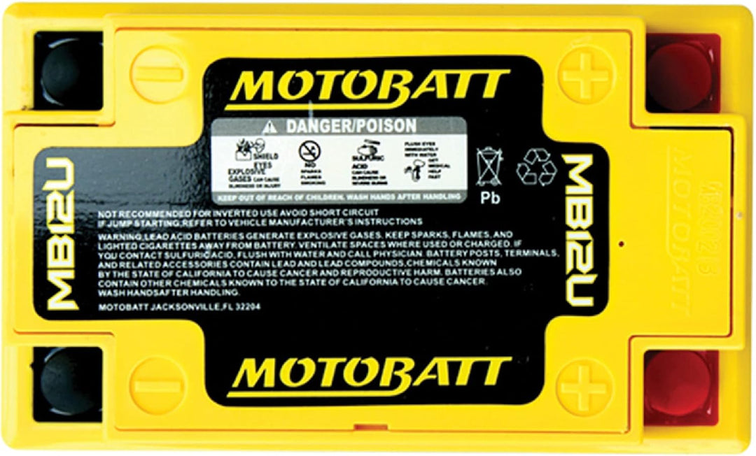 MotoBatt MB12U (12V 15 Amp) 160CCA Factory Activated QuadFlex AGM Battery
