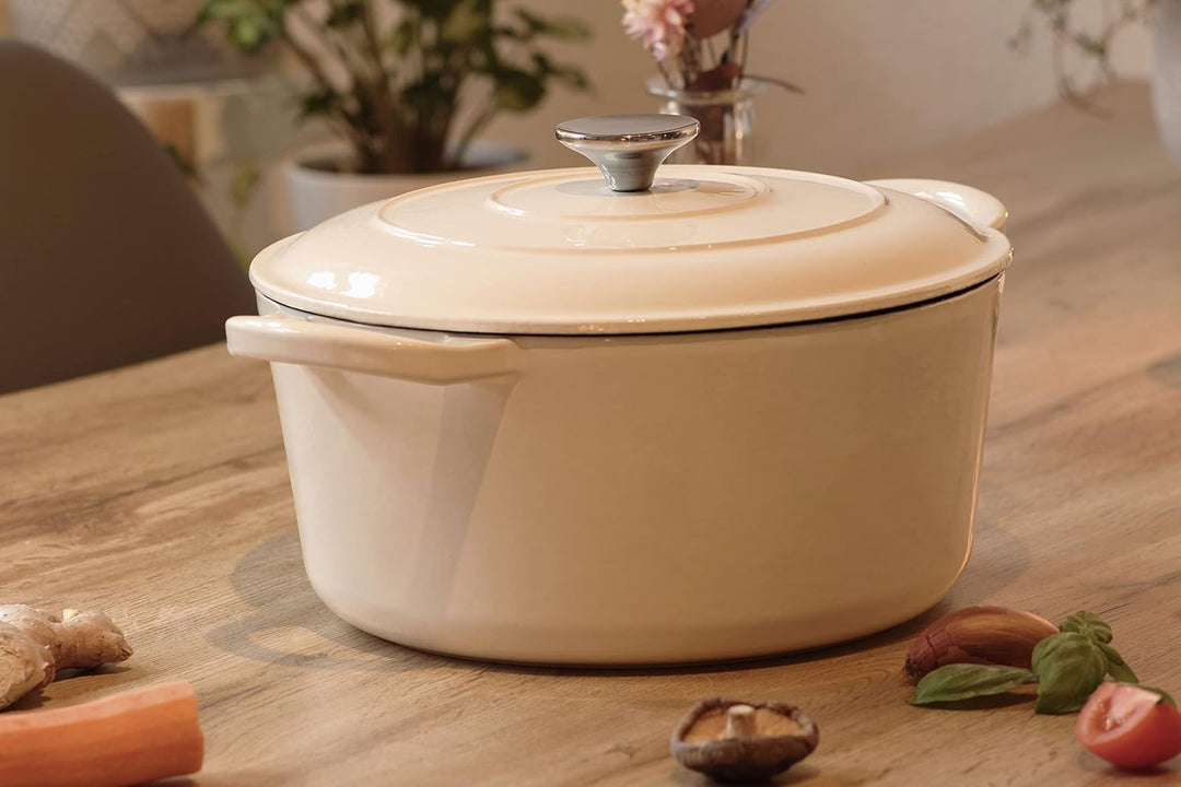 Echtwerk Schmortopf aus Gusseisen mit Emaille-Beschichtung, Gusseisentopf, Bräter mit Deckel, Brotba