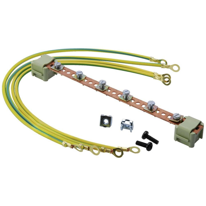 DIGITUS Potentialausgleichsschiene 220 mm für Netzwerk- &amp; Serverschränke, 6 Verbinsungspunkte, inkl.