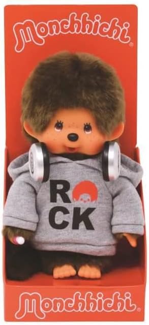 BANDAI - Monchhichi - Plüschtier Monchhichi Rock - Ikonisches Affenkuscheltier der 80er Jahre, Super