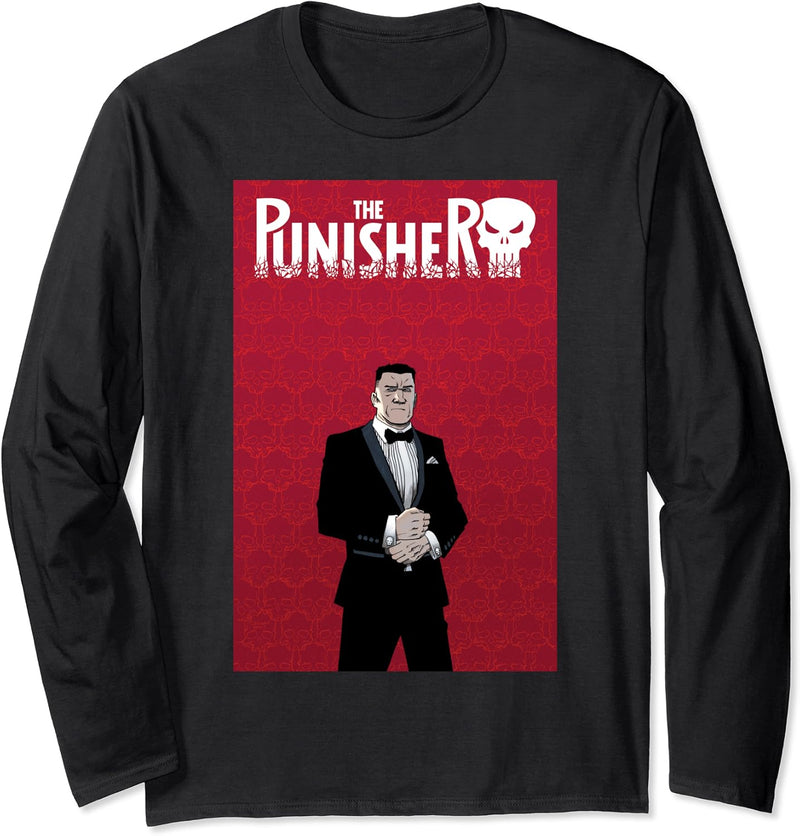 Marvel Punisher Simple Red Comic Cover Langarmshirt