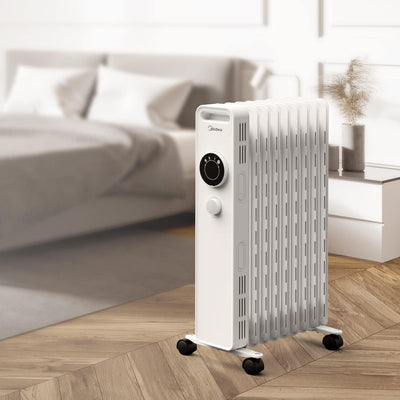 Midea Ölradiator 2000W, Heizlüfter Energiesparend Leise, Heizkörper mit 9 Rippen, Einstellbarem Ther