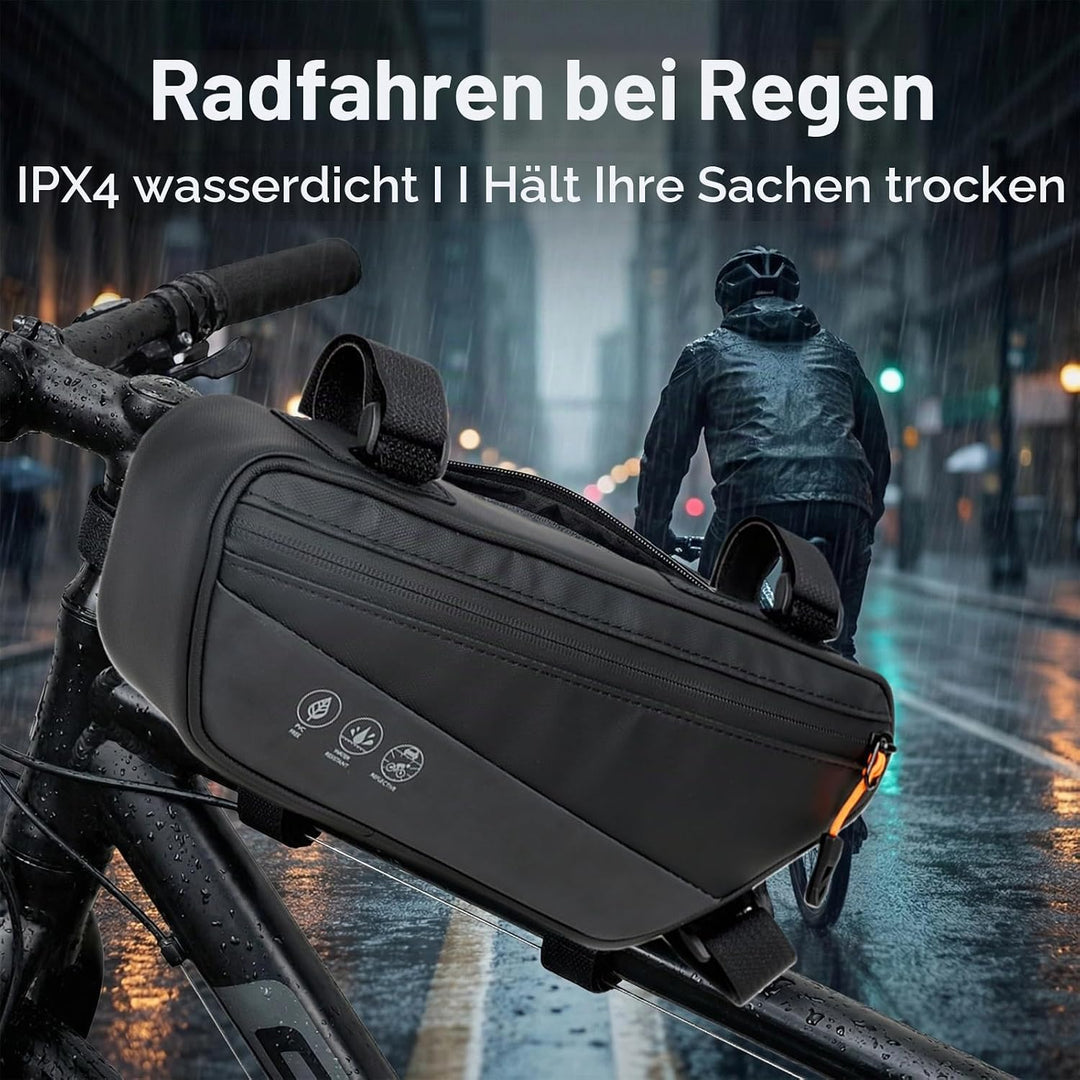 Rahmentasche Fahrrad 1,8 L, Fahrradtasche Rahmen mit Seitentasche, Fahrrad Dreiecktasche, Reflektier