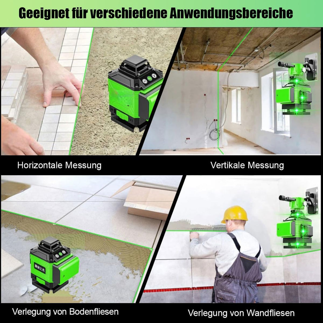 Kreuzlinienlaser mit Stativ, 4x360° Selbstnivellierend Laser Wasserwaage, Baulaser Nivelliergerät 16