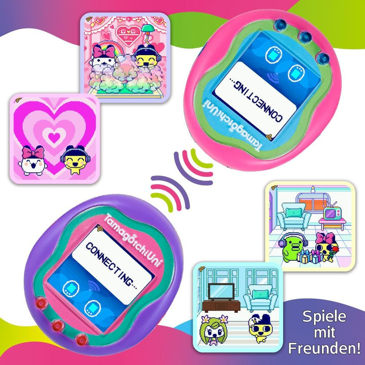 BANDAI- Tamagotchi Uni - Verbundenes Tamagotchi mit Armbanduhr - Virtuelles Haustier - Violett-Model