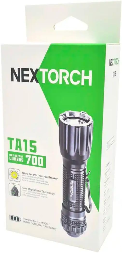 NEXTORCH TA15 TA15 Taktische Backup LED Taschenlampe, EDC, Prepper, 600 Lumen, Kopf mit Nano- Kerami