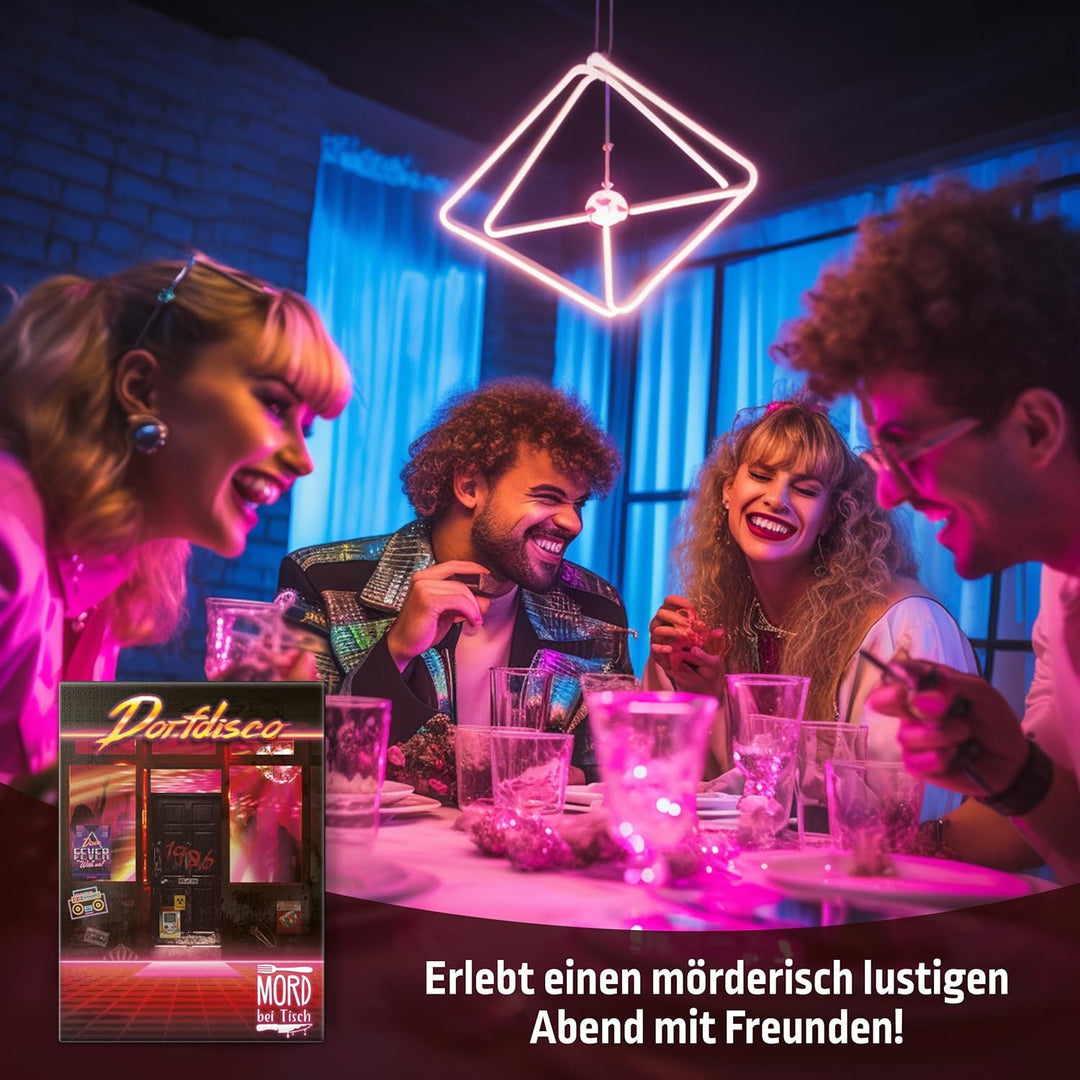 MORD bei Tisch Krimidinner für Zuhause - 4 bis 6 Personen - Der Dorfdisco Fall - Das Krimi Spiel ab
