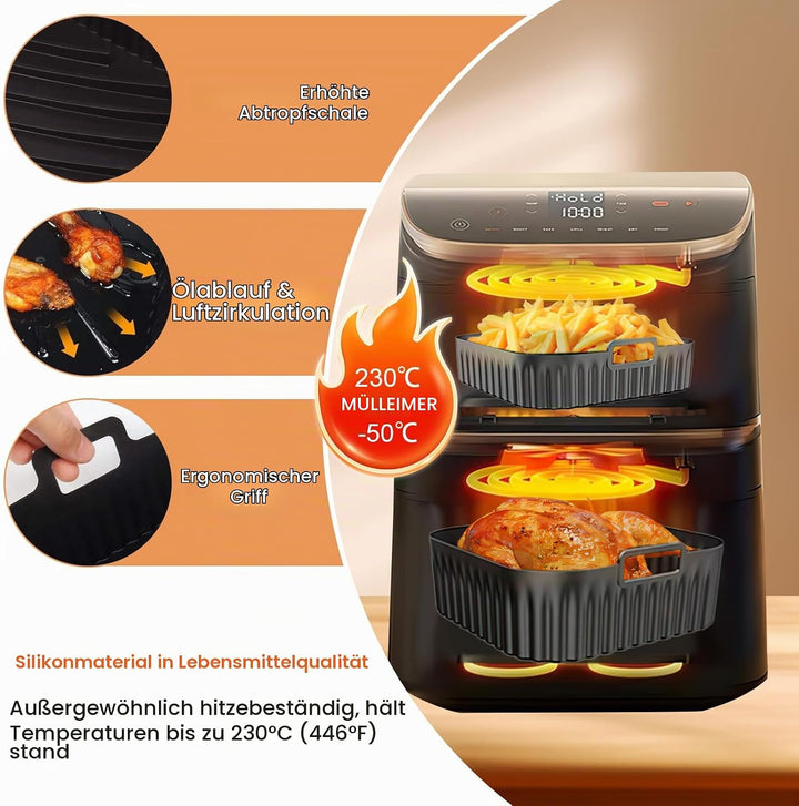 Silikonform Heissluftfritteuse Zubehör für Cosori Turbo Tower/Pro/Smart, Airfryer Zubehör 10,8L Doub