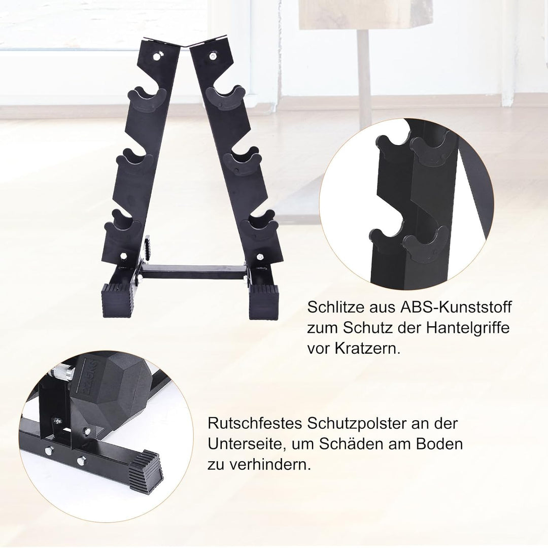 Hantelständer, Schwerlast-Hantelablage für Zuhause und Fitnessstudio, Platzsparender 3-stufiger Kurz