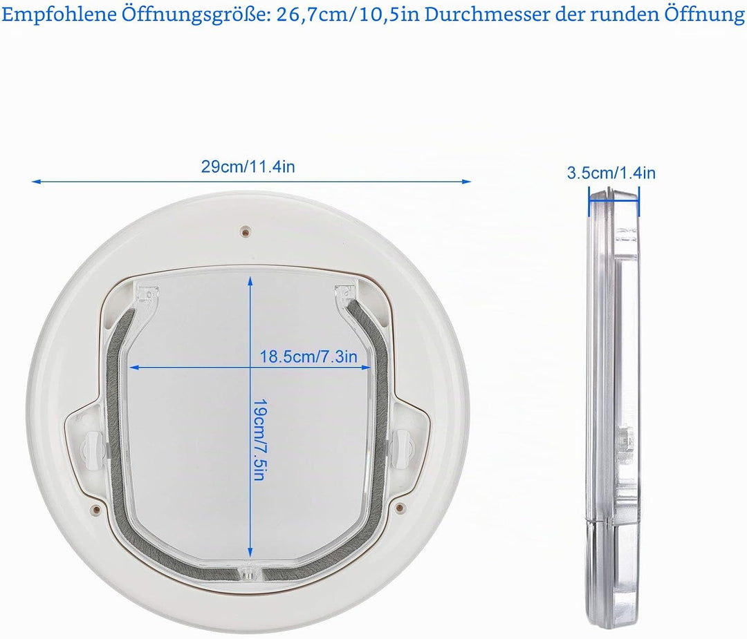 Cat Flap Door 4 Wege Verriegelung Pet Flap Door Runde Magnetische Hundetür In & Out Sichere Haustier