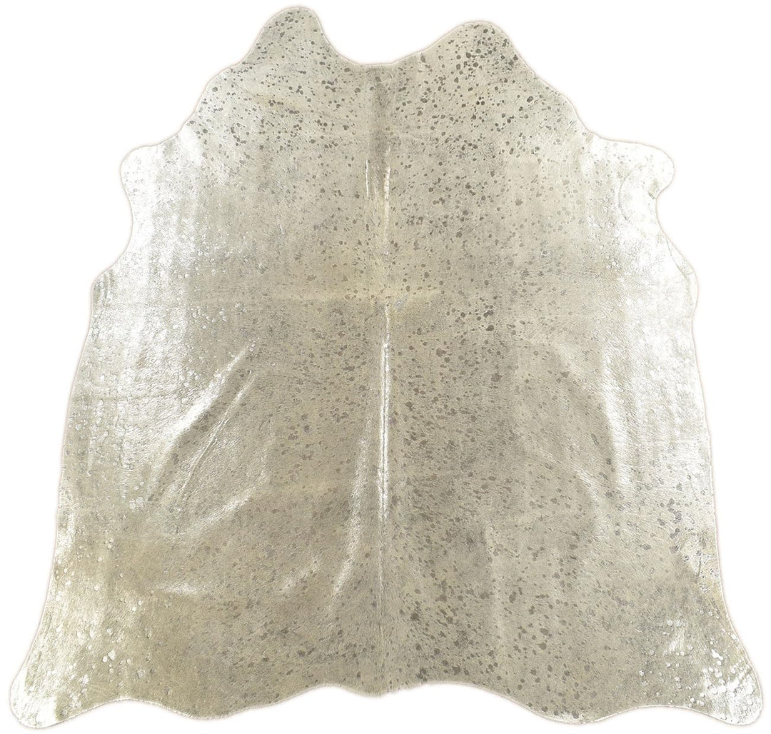 generisch Premium Kuhfell Stierfell Fell Teppich Silber Devore grau Metallic Effekt ca. 230 x 200 cm