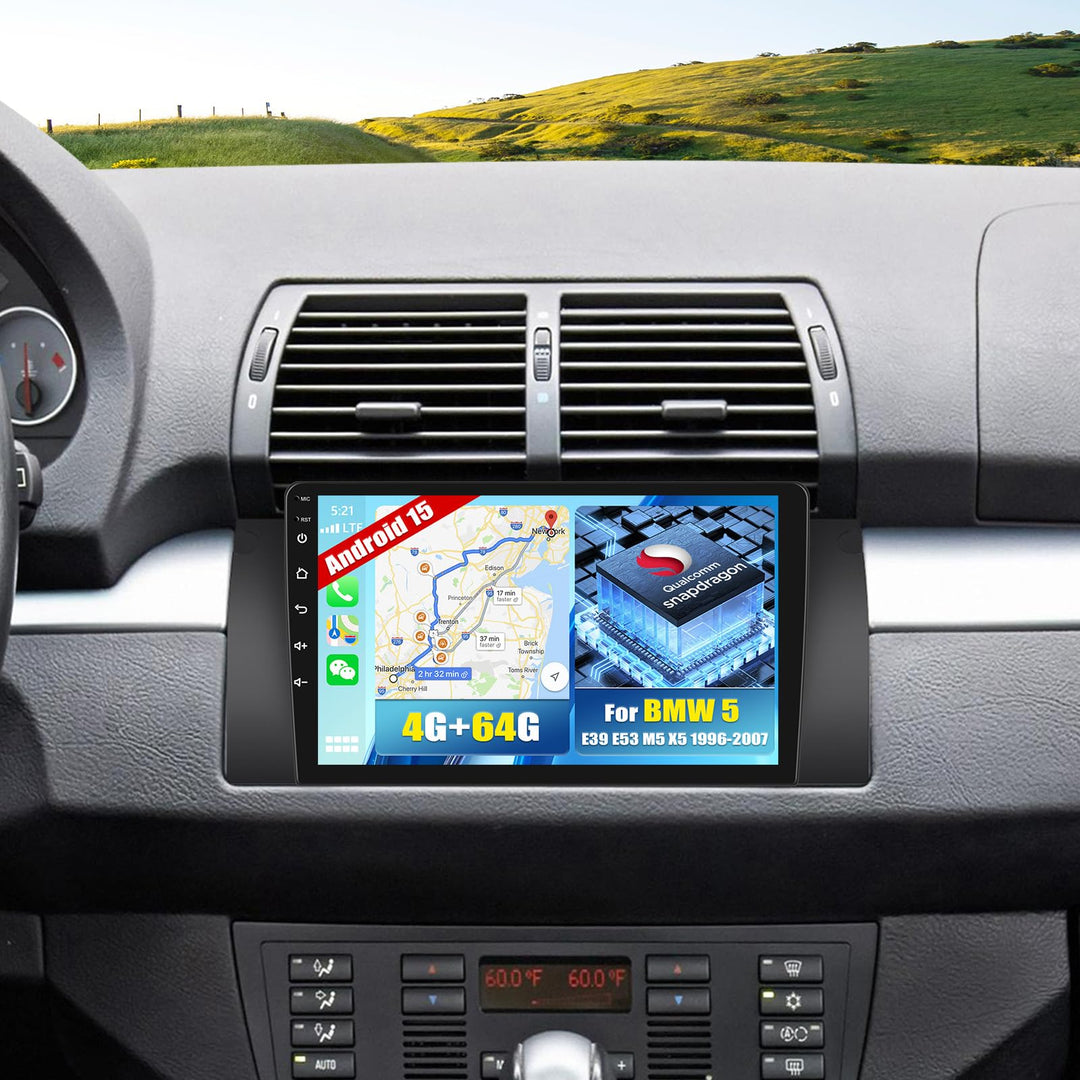 CAMECHO Android 15 Qualcomm Octa Core 4G+64G Autoradio für BMW E39/E53/M5/X5 1999-2005 mit Carplay A